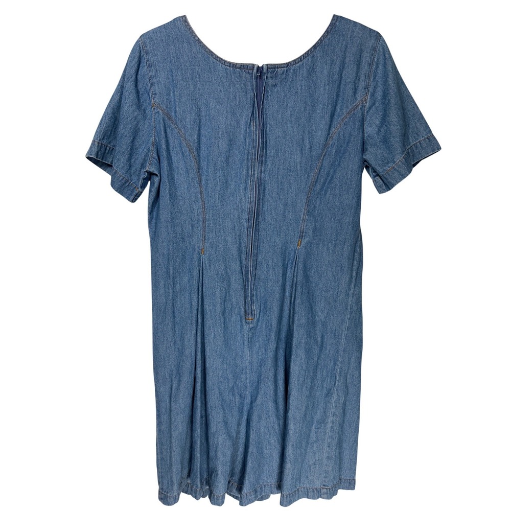 VTG Tower Hill Denim Short Sleeve Scoop Neck Pleated One Piece Romper Size 10 - Picture 8 of 11